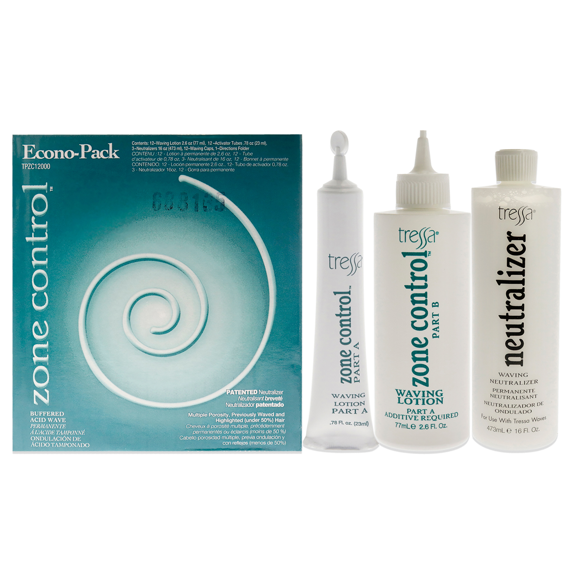 Tressa Buffered Acid Wave Permanent, Hair Wave Kit, Zone Control, 39 Pc