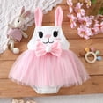 thumbnail image 5 of Huowey Baby Girls Easter Dress Cute Cartoon Rabbit Graphic Bows Short Sleeve Crewneck High Waist Ruffles Tiered Tutu Dresses Romper Bodysuits Spring Summer Stylish Clothes,White,6-12 Months, 5 of 9