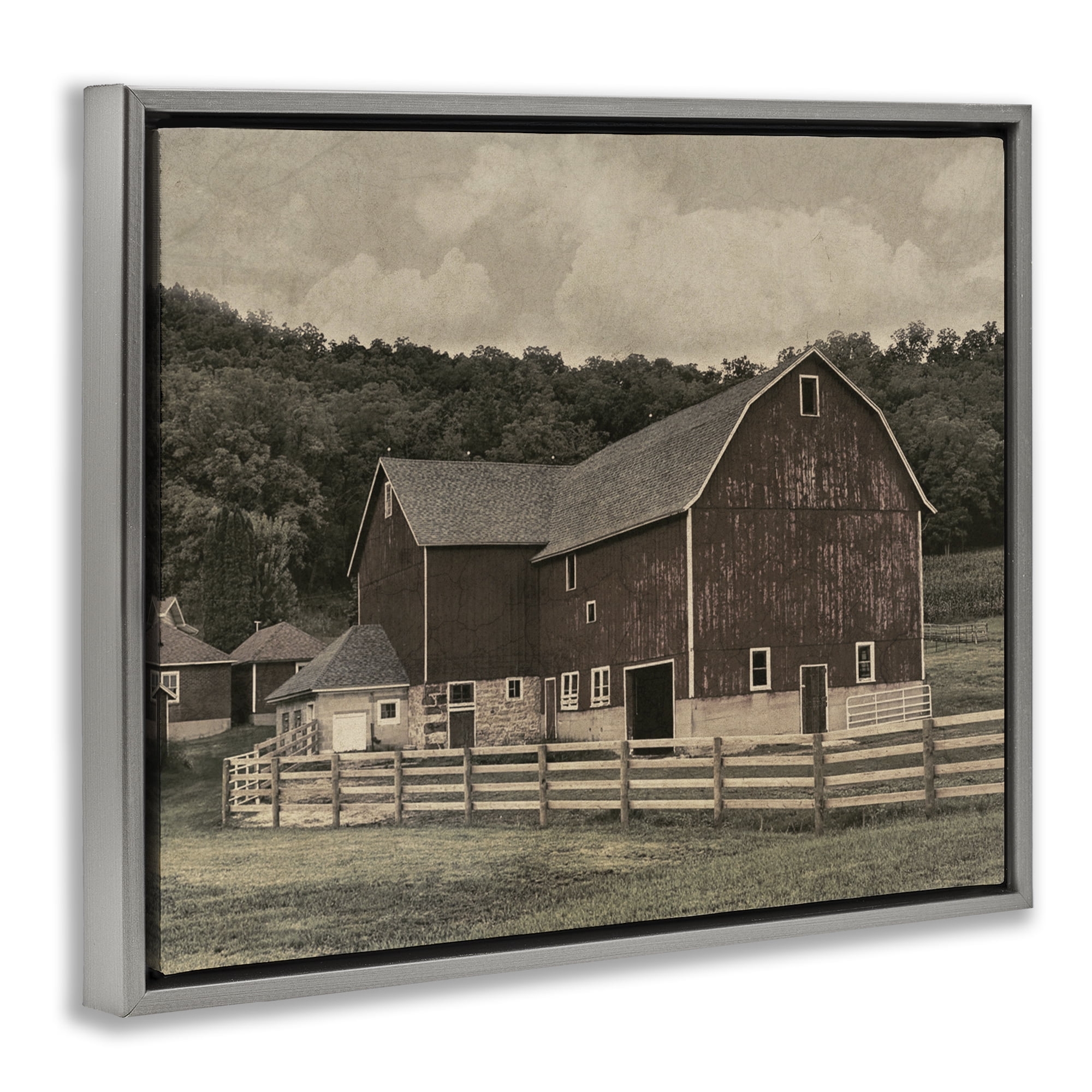 Stupell Industries Tender Living Space Barn Gray Framed Floater Canvas Wall Art, design by Marcus Prime