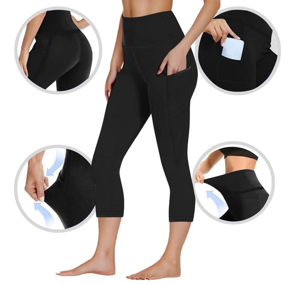 Juslio Womens Leggings High Waisted Yoga 7/8 Length Pants Butt Lifting with Pockets,Tummy Control Running Athletic Workout Leggings