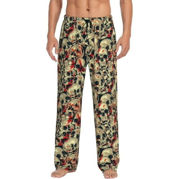 Vsdgher Skulls1 Print Mens Pajama Pants Sleep & Lounge Pants, PJ Bottoms With elastic waistb and Pockets