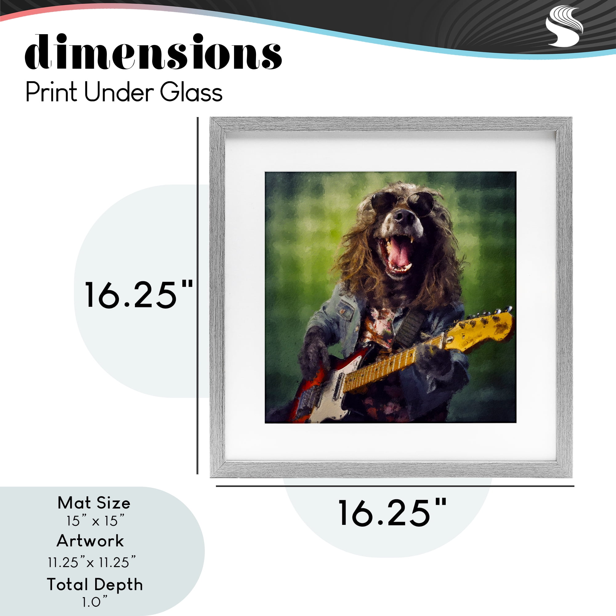 Musician Mutt Halen Gray Framed Print Under Glass, design by Sean Parnell