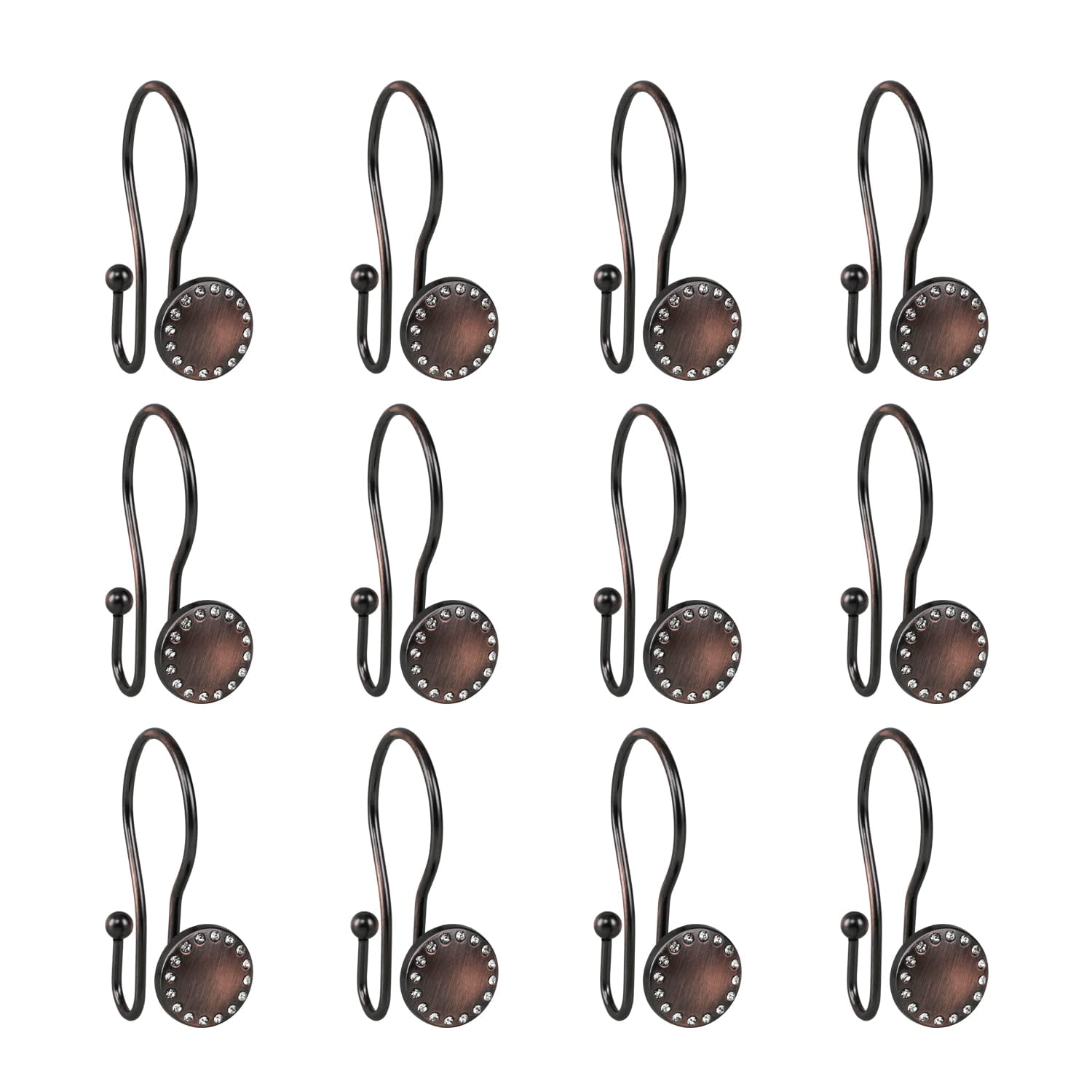 Utopia Alley Shower Rings, Double Shower Curtain Hooks for Bathroom, Rust Resistant Shower Curtain Hooks Rings, Set of 12, Oil Rubbed Bronze