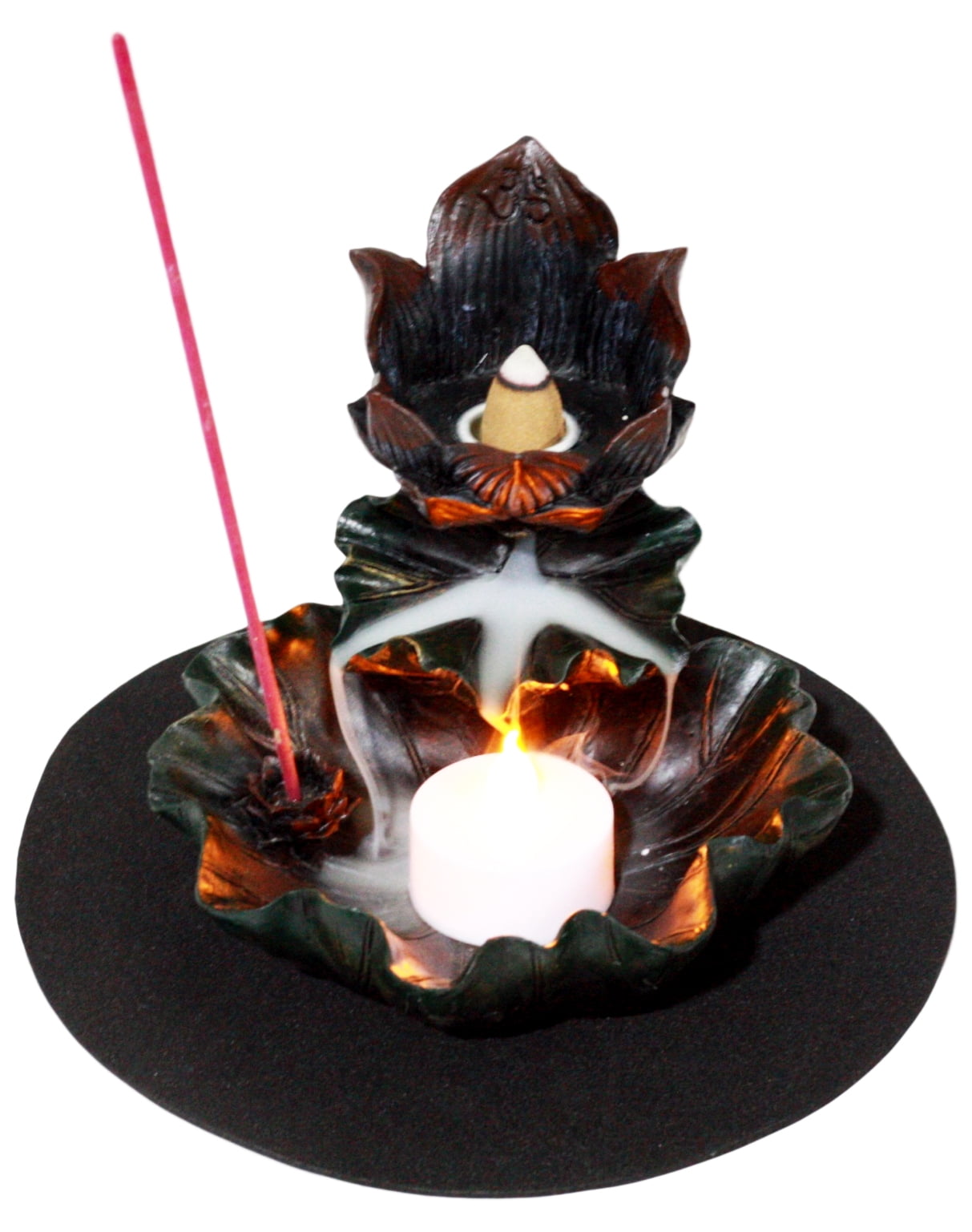 Ebros Feng Shui Zen Lotus Flower Incense Tower Burner And Candle Holder