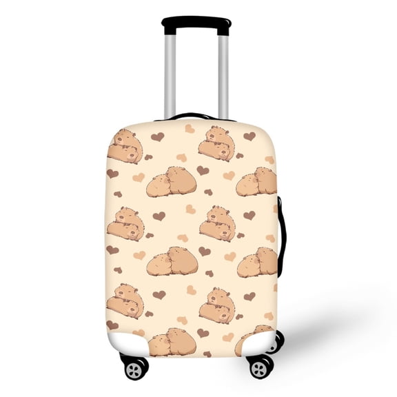 HELLHERO Easy Disassemble Baggage Covers for Travel Daily Travel, Polyester Spandex Elastic Suitcase Cover, Heart-Shaped Capybara Pattern