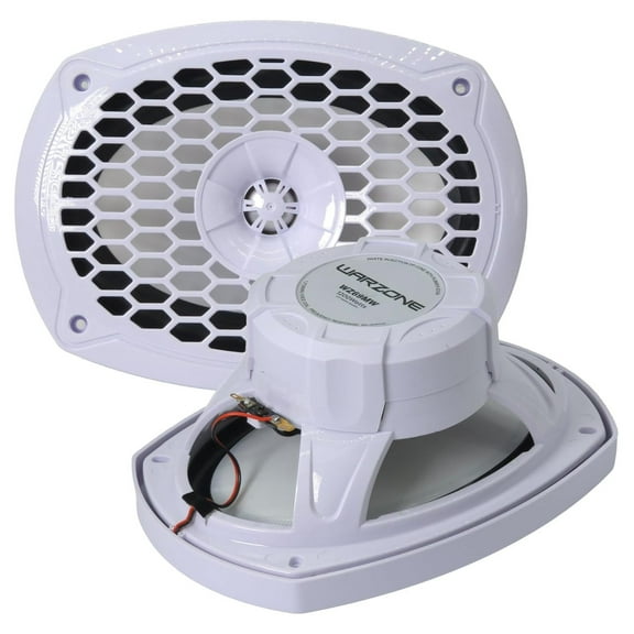 WZ69MW 6x9-Inch 2-Way Marine Speaker, 1200W Max, 4 Ohms, 20oz Magnet, White Injection Cone with Rubber Edge for Boats and Outdoor Audio (2 Speakers)
