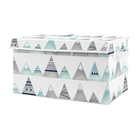 UPC: 0846480078814 | Mountains Grey and Aqua Storage Fabric Toy Box by Sweet Jojo Designs