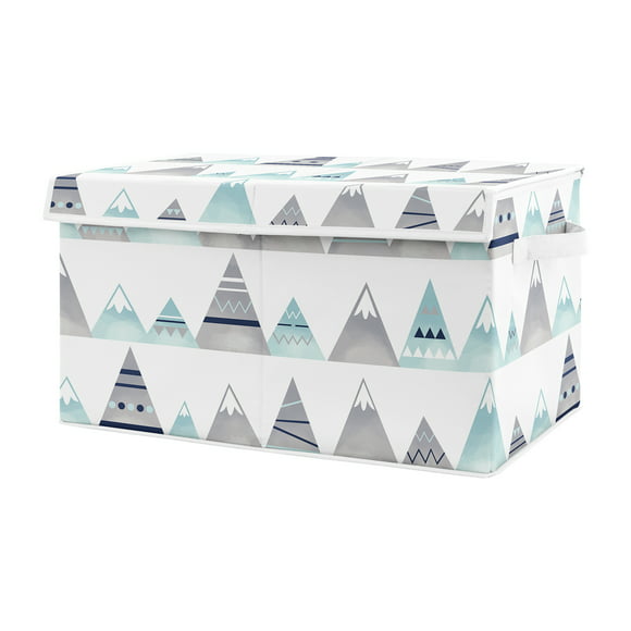 Mountains Grey and Aqua Storage Fabric Toy Box by Sweet Jojo Designs
