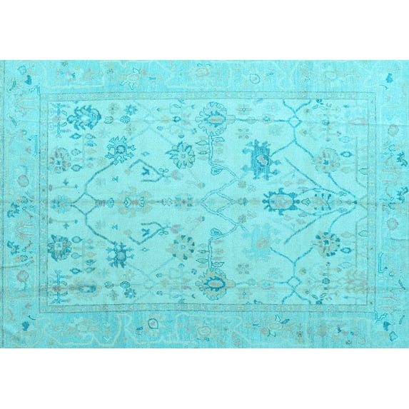 Ahgly Company Indoor Rectangle Oriental Light Blue Traditional Area Rugs, 7' x 10'