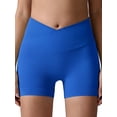 thumbnail image 7 of Nimiah Workout Shorts for Women Cross Waist Active Gym Spandex High Waisted Athletic Shorts, Royal Blue, 7 of 7