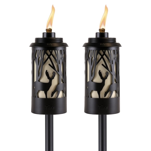 Lámpara de exterior TIKI Hunter - Linterna metálica (164 cm, 2 unidades), color negro