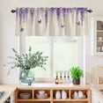 thumbnail image 5 of 3 Piece Kitchen Curtains and Valances Set Wisteria Cafe Curtains 36 Inch Length Spring Purple Flowers Butterflies Vintage Beige Valance & Tier Curtain for Living Room Bedroom Window 54"x18"+27"x36"*2, 5 of 6