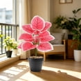 thumbnail image 4 of Gallickan Artificial Pink Plant Potted Alocasia 12 Leaves PVC Fake Tropical with Pot for Home Office Desk Decor, 4 of 6