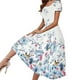 thumbnail image 1 of Vestido de mujer de manga corta con cuello redondo, casual, de moda, para fiesta, diario, elegante, estampado. Fridja  qw987, 1 of 8