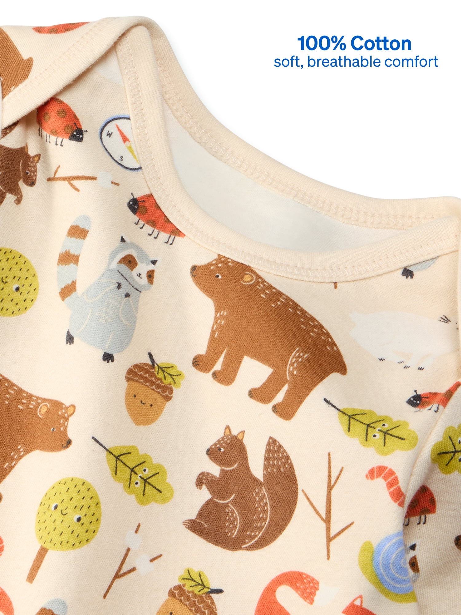 Garanimals Newborn & Baby 100% Cotton Long Sleeve Bodysuits, Sizes 0–24M, 4-Pack