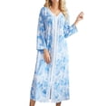 thumbnail image 1 of Newway Long Nightgowns for Women Soft Night Robes Long Sleeve V Neck Sleepwear Print Loungewear, 1 of 7