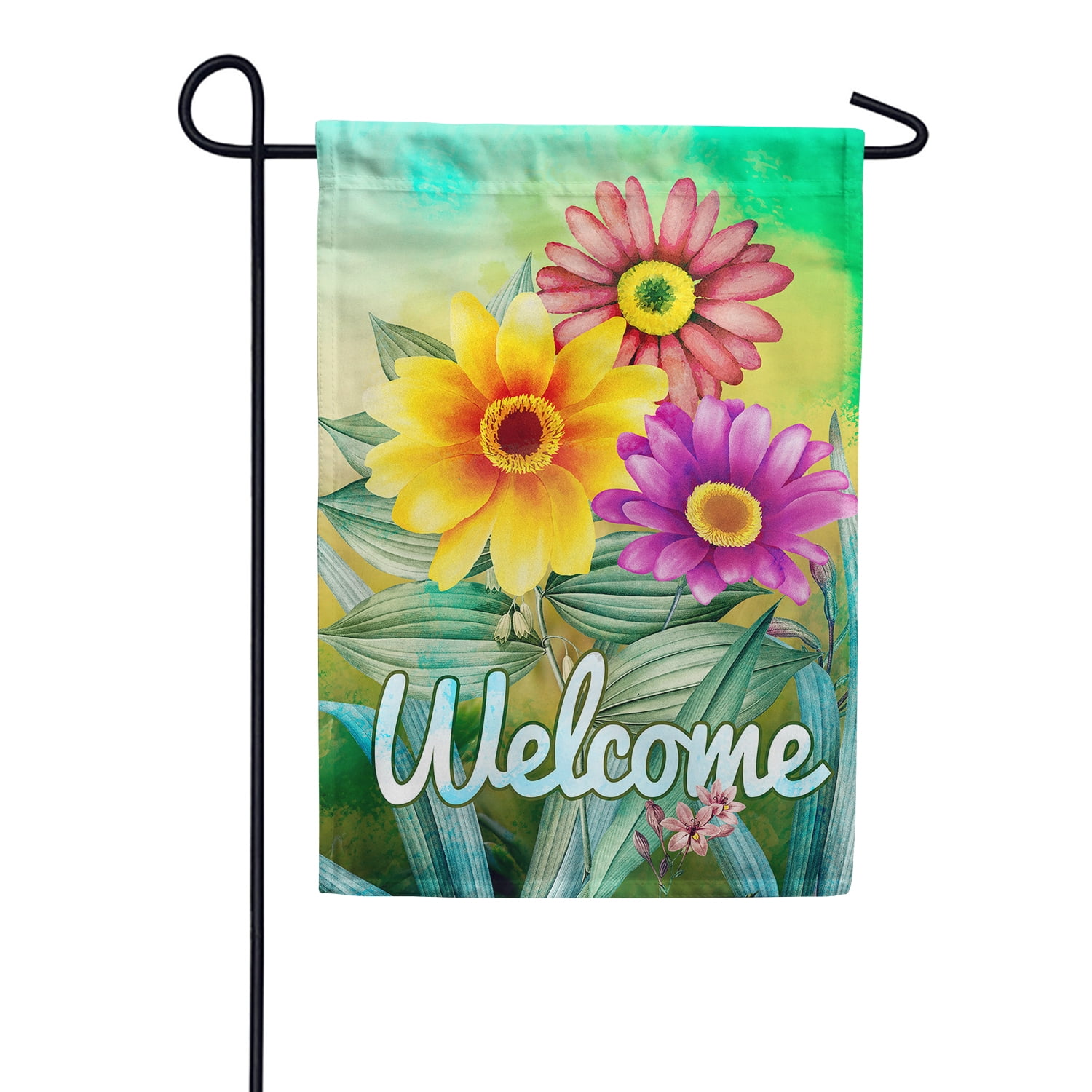 Welcome Spring Floral Garden Flag by NCE #21359 13'" x 18"  Flowers 