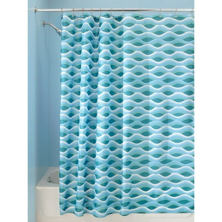 InterDesign Shower Curtain, Blue/Green Waves