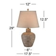 thumbnail image 6 of 360 Lighting Bentley Rustic Farmhouse Table Lamp 29" Tall Brown Leaf Hammered with Table Top Dimmer Off White Empire Shade for Bedroom Living Room, 6 of 6
