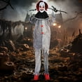 thumbnail image 2 of 6' Clown Animatronic, Red Haired Life Size Outdoor Halloween Decoration with Motion Activated Sound & Light Up Eyes, 2 of 6