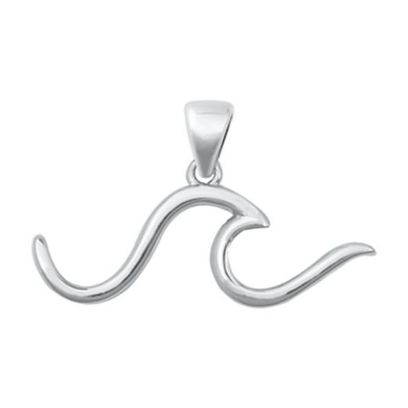 Sterling Silver Minimalist Ocean Wave Pendant Modern Water Beach Charm Jewelry Female Unisex