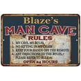 thumbnail image 1 of Blaze's Man Cave Rules Chic Rustic Green Sign Home 8 x 12 High Gloss Metal 208120049379, 1 of 1