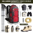 thumbnail image 5 of 50L Hiking Backpack for Men Women, Outdoor Camping Backpacking Backpack, Lightweight Travel Bag, Red - 8013, 5 of 8
