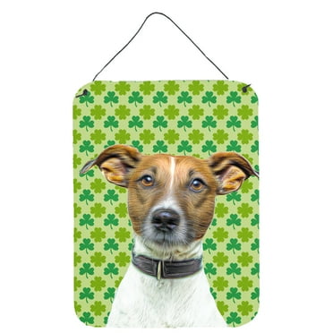 St. Patricks Day Shamrock Jack Russell Terrier Wall or Door Hanging Prints