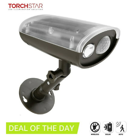 TORCHSTAR LED Solar Powered Outdoor Security Light with Motion Sensor, Waterproof Wireless Solar Wall