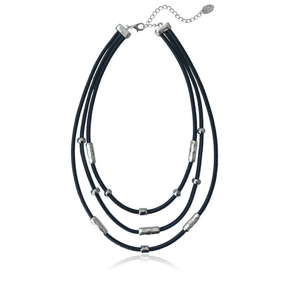 Time and Tru Women's Black Pu With Metal Beaded Layered In Gold Plated