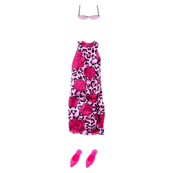 Barbie Style Complete Looks Fashions with Pink Leopard-Printed Dress, Pink Shoes and Sunglasses