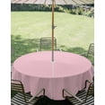 thumbnail image 3 of Outdoor Tablecloth with Umbrella Hole Zipper Solid Pink Round Tablecloth 60" Waterproof Outside Table Cloth Romantic Minimalism Abstract Denim Texture Patio Table Cover Tablecloths for Picnic Party, 3 of 8