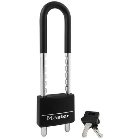 Padlock, Covered Aluminum Lock, 2 in. Wide, Black, 527D, PADLOCK APPLICATION: For indoor and outdoor use; Padlock is best used for backpacks, briefcases, tackle.., By Master