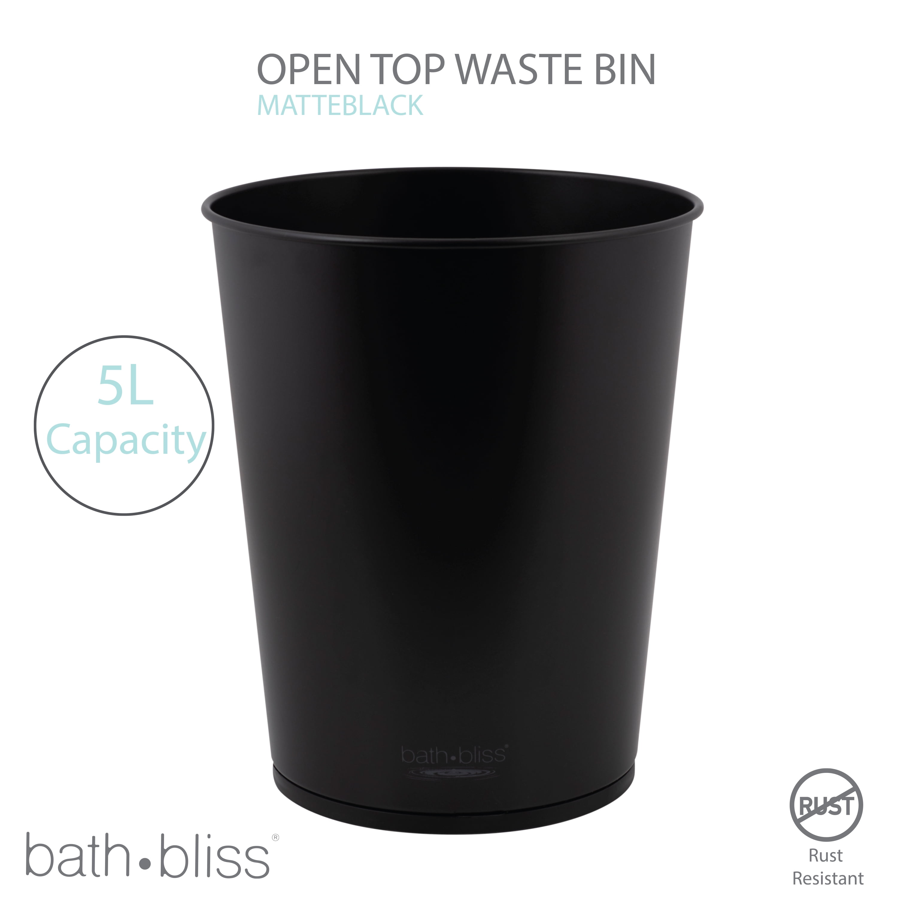 Bath Bliss 2 Pack 9.5 Liter Sailor Knot Swing Top Waste Bin in Grey, Black