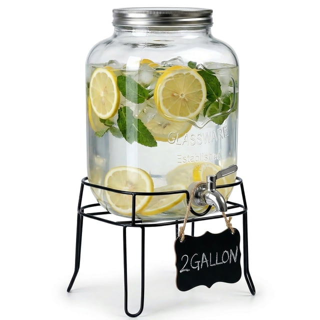 Dispensador de bebidas RuileMei de vidrio de 7,5 L con grifo de acero inoxidable
