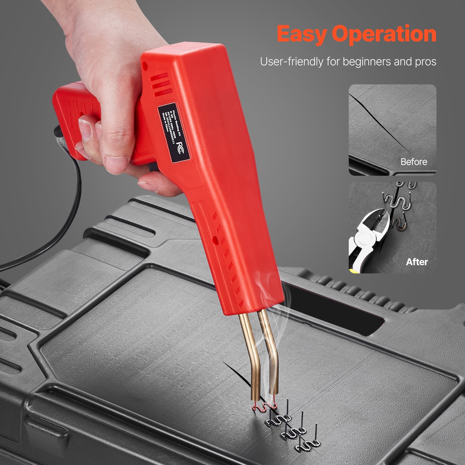KFFKFF Polymer Fusion Tool, 100W Polymer Fusion Apparatus with 800 Hot Fasteners, Expert Hot Fastener Fusion Apparatus, Polymer Auto Fender Restoration Set with LED Illumination for Canoe, Playthings