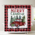 thumbnail image 4 of Rideau de Douche Camion de Noël Arbre, Carreaux Buffalo Rouges, Flocon de Neige, Ensemble de Rideaux de Salle de Bain, Noël Nouvel An, Style Ferme, Tissu Polyester pour Salle de Bain, Déco de Baignoire avec 12 Crochets, 72x72 Pouces, 4 of 5