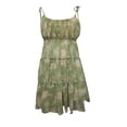 thumbnail image 5 of Liacowi Women Sling Straps Sleeveless Floral Print Mini Dress Elastic Waist Ruffle Hem Boho Sundress Summer A-line Dress, 5 of 6