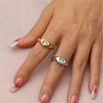 thumbnail image 4 of PAURO Dainty Women's Stainless Steel Cubic Zirconia Wedding Band Heart Ring Statement Jewelry Gold Green Size 9, 4 of 5