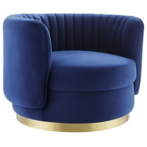 Modway Embrace Tufted Performance Velvet Swivel Chair in Gold/Navy