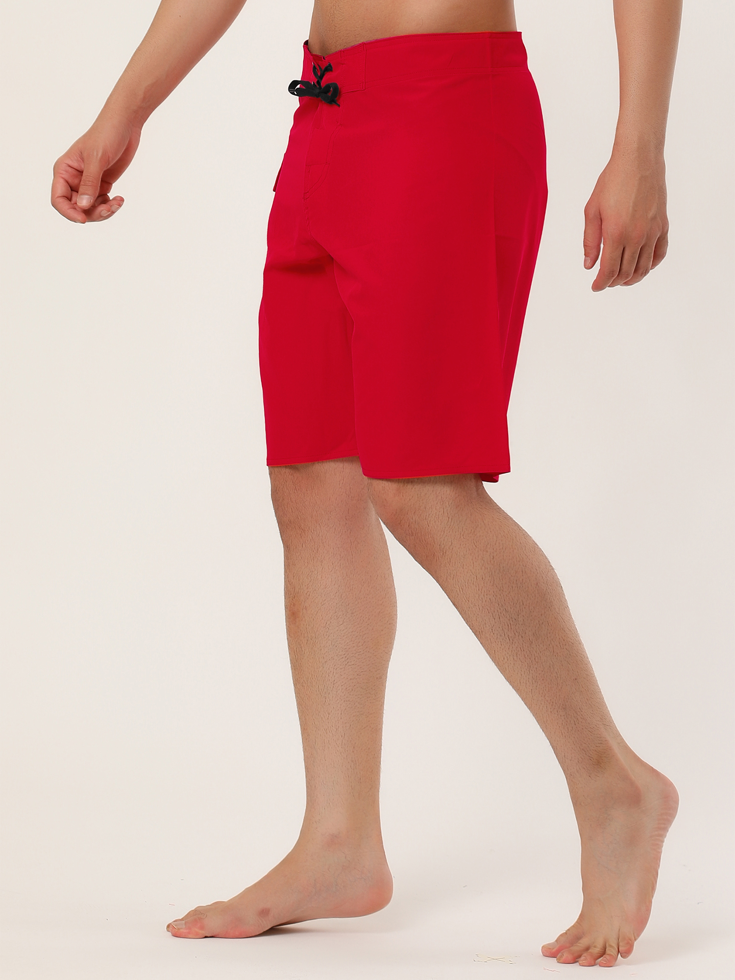 Unique Bargains Men's Summer Casual Solid Color Elastic Waist Beach Swimwear Shorts 34 Red