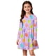 thumbnail image 1 of Vestido de manga larga con cuello redondo para niñas, vestido elástico de manga larga, corte A, estilo patinador con volantes, vestido de recital escolar, vestido de manga larga con cuello redondo par, 1 of 6