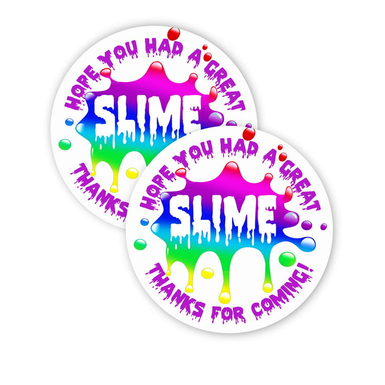 Pop Parties Slime Rainbow Party Favor Stickers - 40 Favor Bag Stickers - Slime Thank You Tag - Slime Party Supplies - Slime