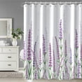 thumbnail image 2 of Purple Shower Curtain, Lavender Shower Curtain for Bathroom Waterproof Fabric Spring Plant Leaves with Floral Shower Curtain Set with Hooks, 72x72 Inch, 2 of 6