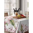 thumbnail image 6 of Spring Floral Table Cloth, Waterproof Tablecloth for Rectangle Tables, Retro Pink Orchid Flowers Leaves Botanical Reusable Washable Fabric Table Cover for Restaurant Kitchen Dining Tables 52"x70", 6 of 9