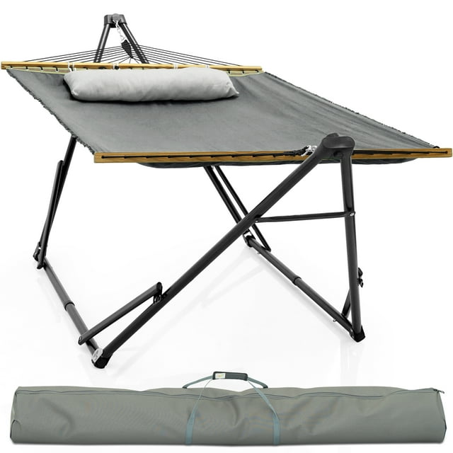 Tranquillo Unity Support de Hamac Ajustable, Support de Hamac Double en Acier Capacité de 800 Lb pour 2 Personnes, Support Préassemblé de Qualité Supérieure pour Intérieur Extérieur, Gris