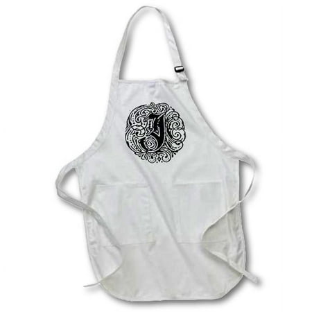 

3dRose Fancy Letter J - Medium Length Apron 22 by 24-inch