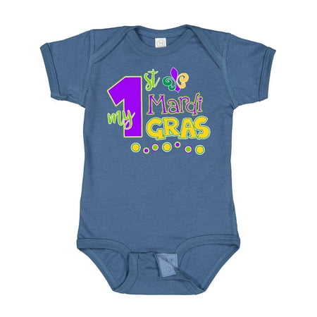 

Inktastic My 1st Mardi Gras with Dots Gift Baby Boy or Baby Girl Bodysuit