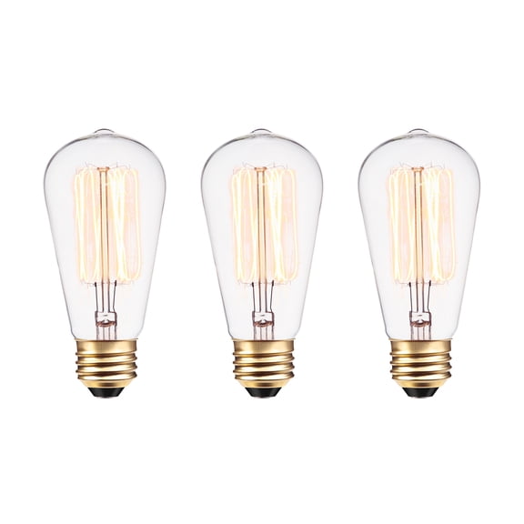 Globe Electric 60W Vintage Edison S60 Squirrel Cage Incandescent Filament Light Bulb (3-Pack), 31321