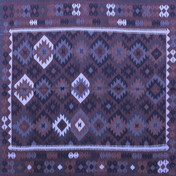 Ahgly Company Indoor Square Oriental Blue Traditional Area Rugs, 8' Square